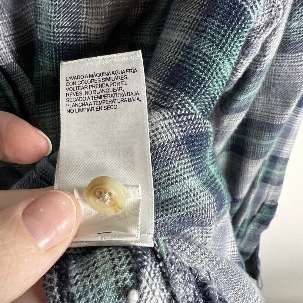 Lucky Brand Womens Green Purple Plaid‎ Button-Up Flannel Shirt Women’s Size M - Picture 9 of 10